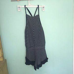 Blue  and white stripes romper